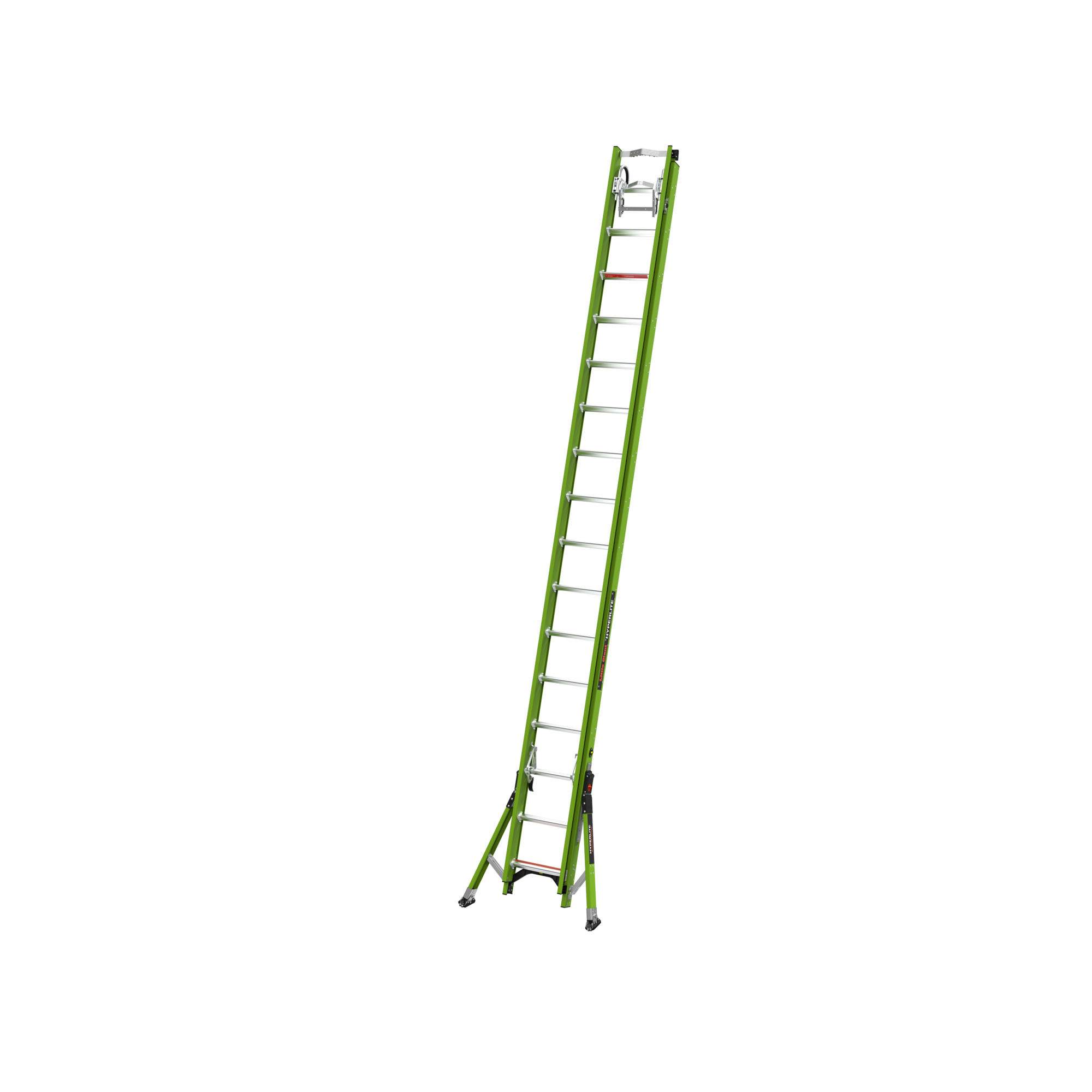 Little Giant SumoStance Extension Ladder - 32ft., Fiberglass, 375-Lb. Capacity, Cable Hooks, V-Bar, Sure-Set Feet, Model# 17632V